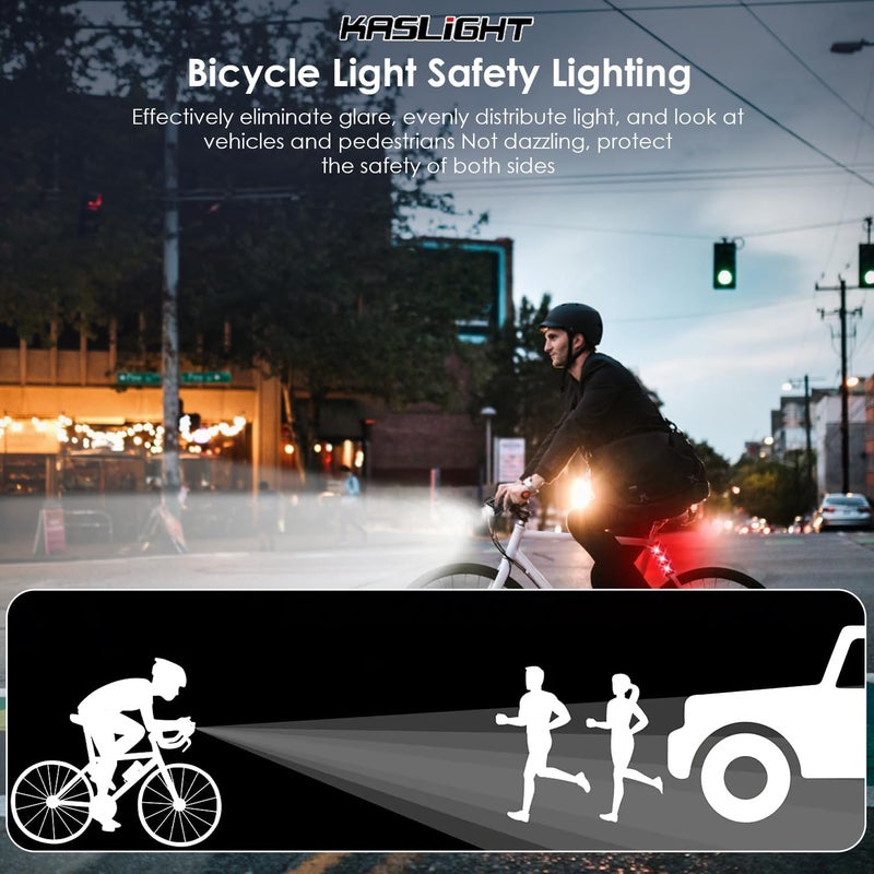 KASLIGHT Bike Lights,Bike Light for Night Riding,10000Lumen LED Bike Headlight,Rechargeable Bike Headlight,Bright Bike Lights Front and Back with High Beam&Low Beam Light,Free Taillights - Image 5